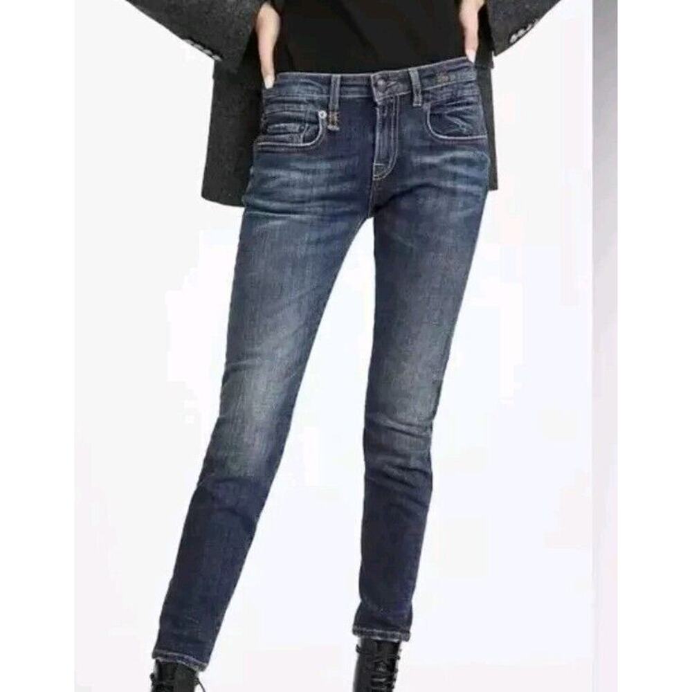 R13 Women's Skinny Jeans in Washed Dark Blue